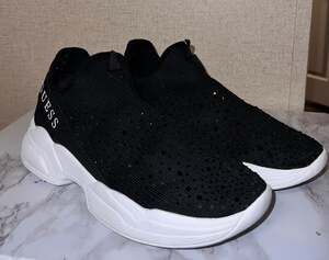 Guess Slip On Rhinestone Bougie Dress Sneakers Black Sz 8 Women Comfy Upscale